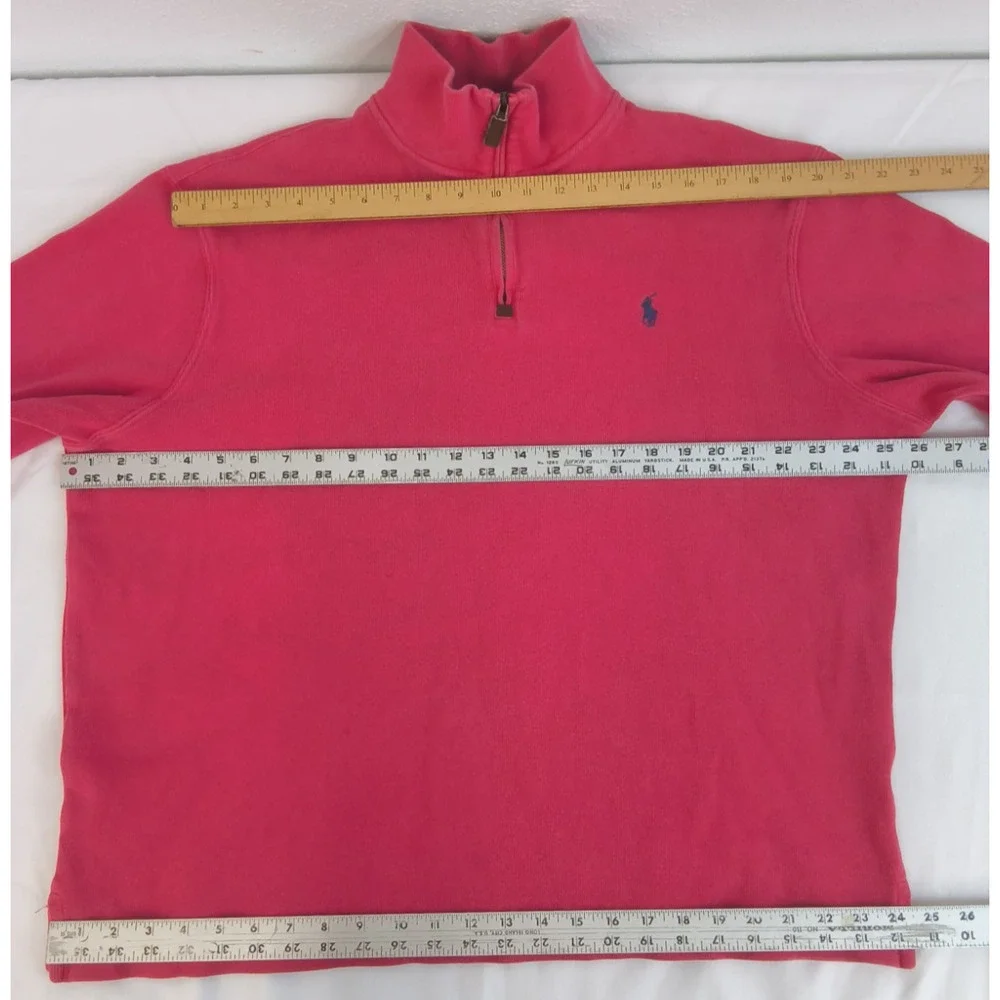Polo Ralph Lauren 1/4 Zip Sweater Men's XL 100% Cotton Red Blue Pony #W5202